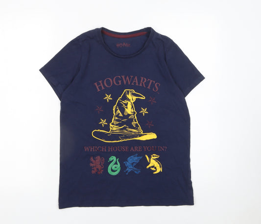 Harry Potter Boys Blue Hogwarts Cotton T-Shirt 12-13 Years Short Sleeve