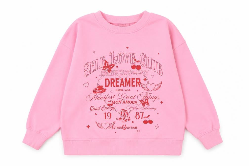 Matalan Girls Pink Graphic Crew Neck Sweatshirt 10 Years Cotton Blend