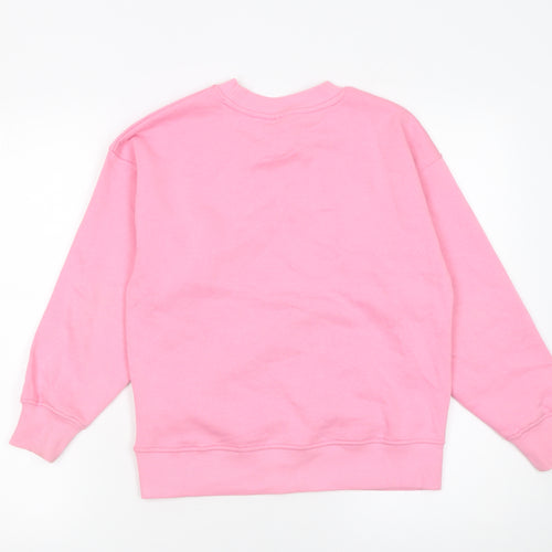 Matalan Girls Pink Graphic Crew Neck Sweatshirt 10 Years Cotton Blend