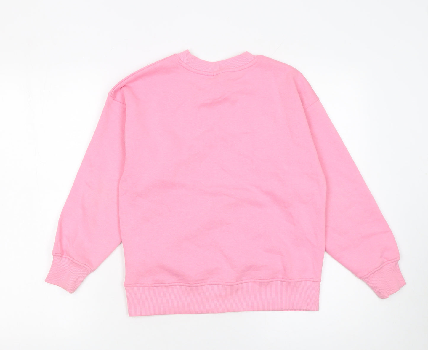 Matalan Girls Pink Graphic Crew Neck Sweatshirt 10 Years Cotton Blend