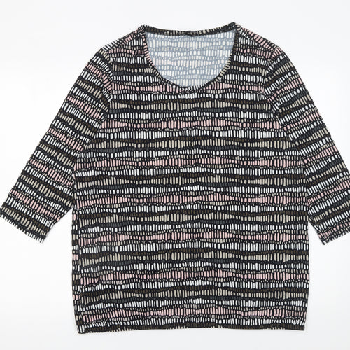 Sunday Womens Multicoloured Geometric Jersey Top XL 3/4 Sleeve