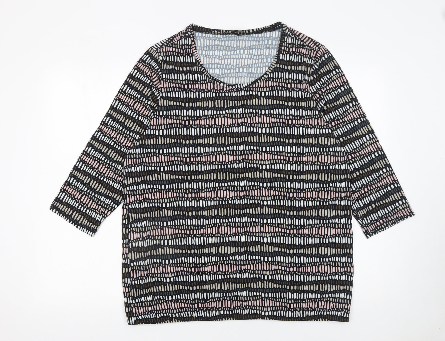 Sunday Womens Multicoloured Geometric Jersey Top XL 3/4 Sleeve