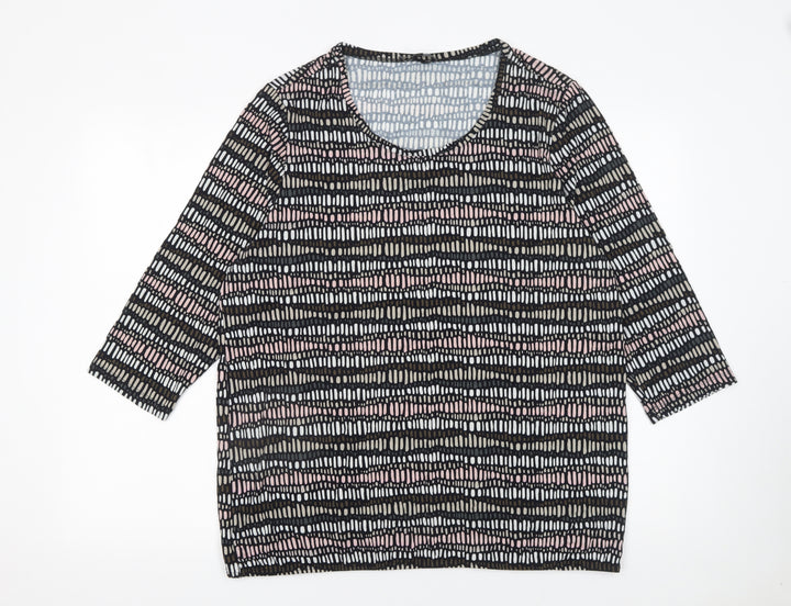 Sunday Womens Multicoloured Geometric Jersey Top XL 3/4 Sleeve