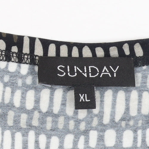 Sunday Womens Multicoloured Geometric Jersey Top XL 3/4 Sleeve