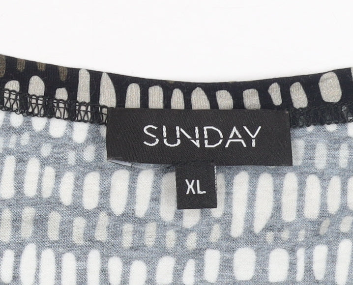 Sunday Womens Multicoloured Geometric Jersey Top XL 3/4 Sleeve