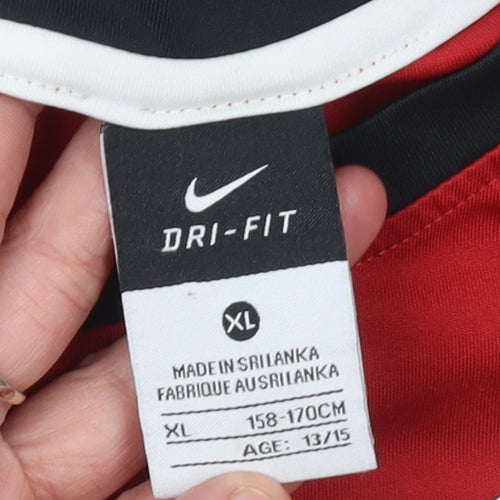 Nike Boys Red Dri-Fit Football T-Shirt XL 13-15 Years Sports Jersey
