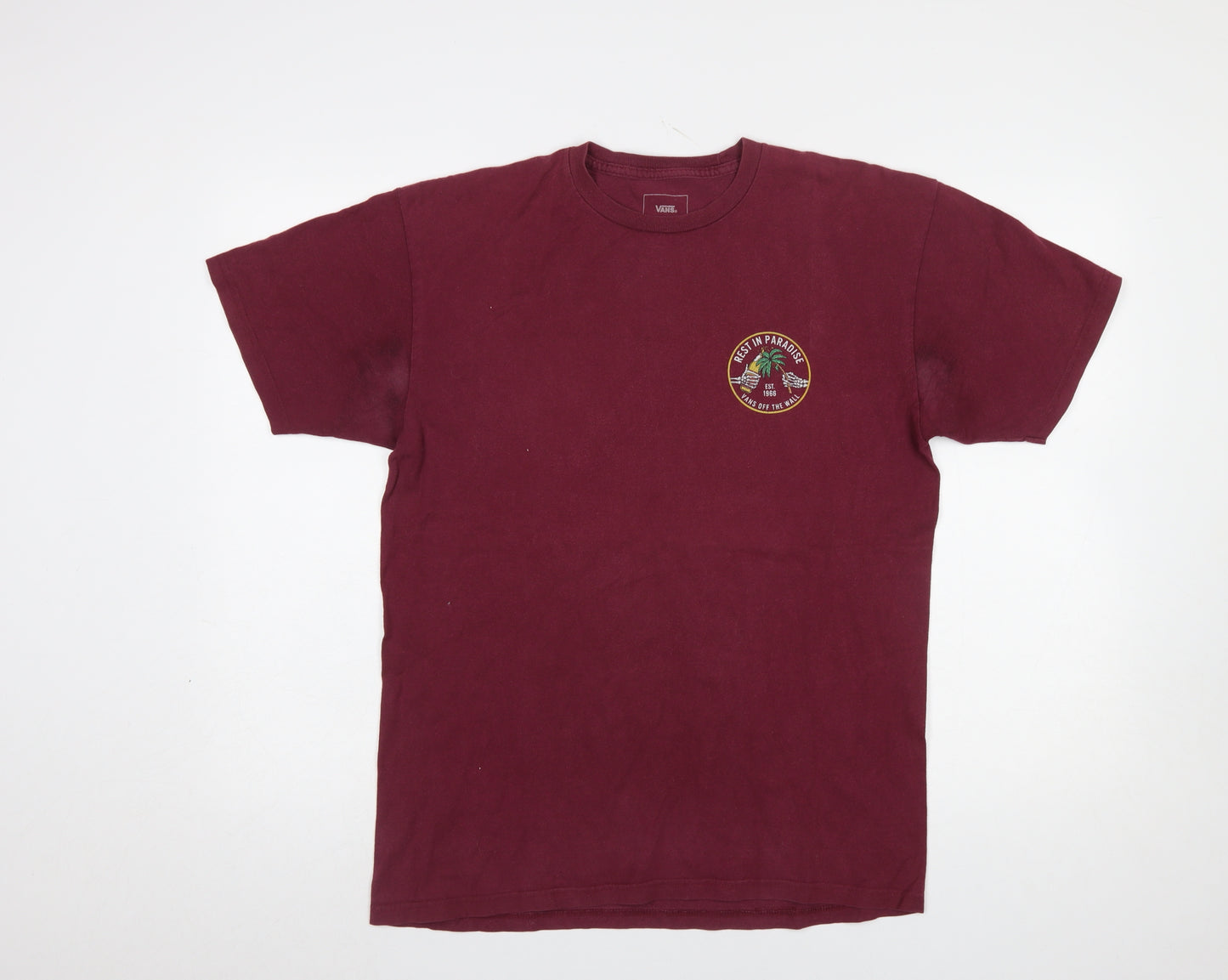 Vans Men's Burgundy Classic Fit Graphic Print T-Shirt Size M