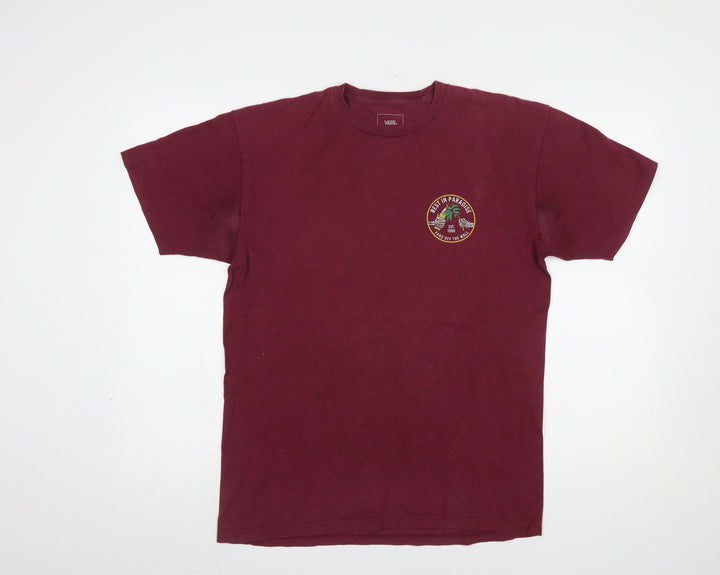 Vans Men's Burgundy Classic Fit Graphic Print T-Shirt Size M
