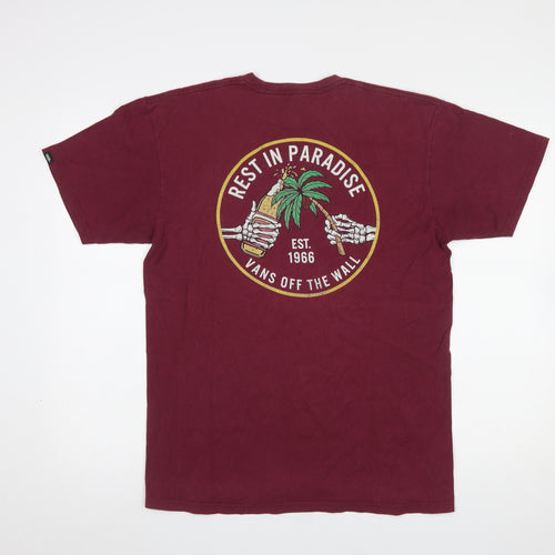 Vans Men's Burgundy Classic Fit Graphic Print T-Shirt Size M
