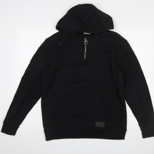Lonsdale Women Black 1/4 Zip Hoodie Size 12 Cotton Blend