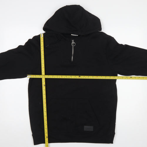 Lonsdale Women Black 1/4 Zip Hoodie Size 12 Cotton Blend