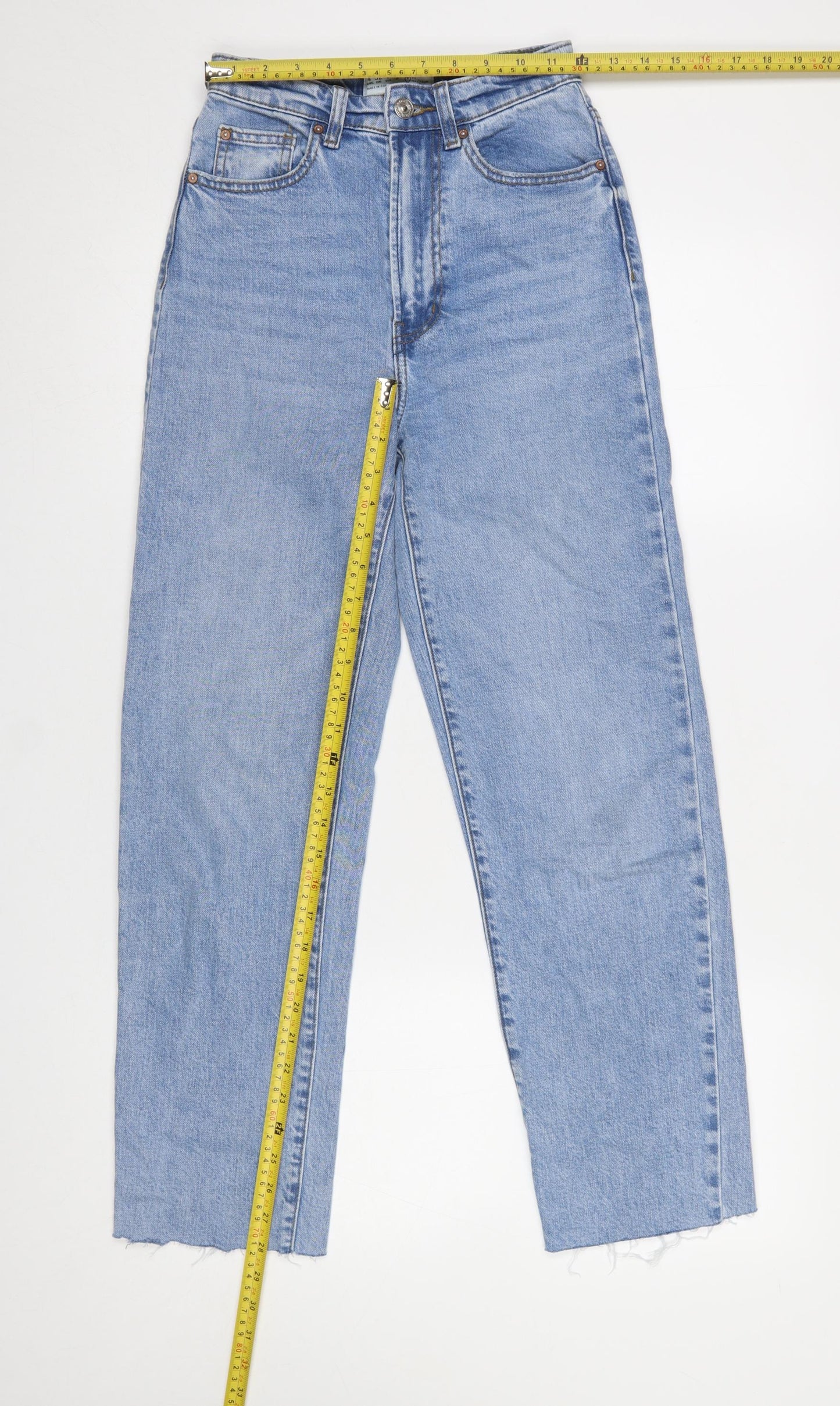 Primark Women’s Blue High Rise Mom Jeans Size 4 Relaxed Fit Denim