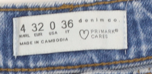 Primark Women’s Blue High Rise Mom Jeans Size 4 Relaxed Fit Denim