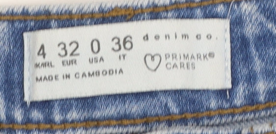 Primark Women’s Blue High Rise Mom Jeans Size 4 Relaxed Fit Denim
