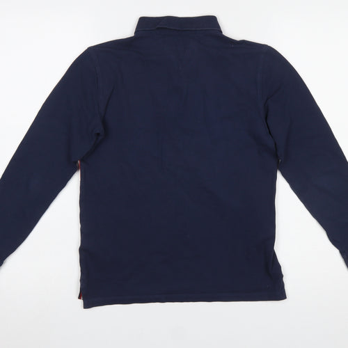 Tommy Hilfiger Boys Blue Long Sleeve Polo Shirt 13-14 Years Logo Cotton