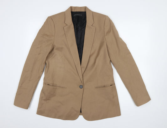 Zara Woman Beige Single-Breasted Blazer Size 12 Classic Fit