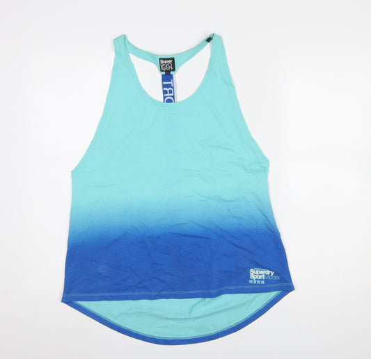 Superdry Women Blue XL Racerback Tank Top Sports Activewear
