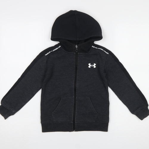 Under Armour Boys Black Full Zip Hoodie 5-6 Years Cotton Blend