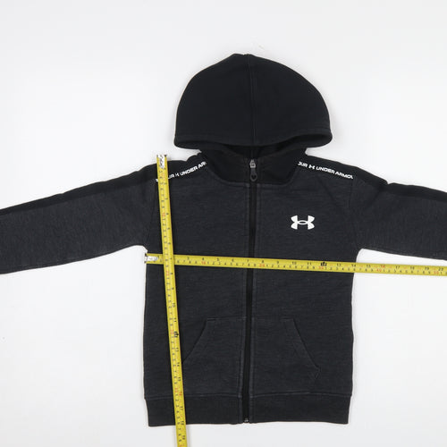 Under Armour Boys Black Full Zip Hoodie 5-6 Years Cotton Blend