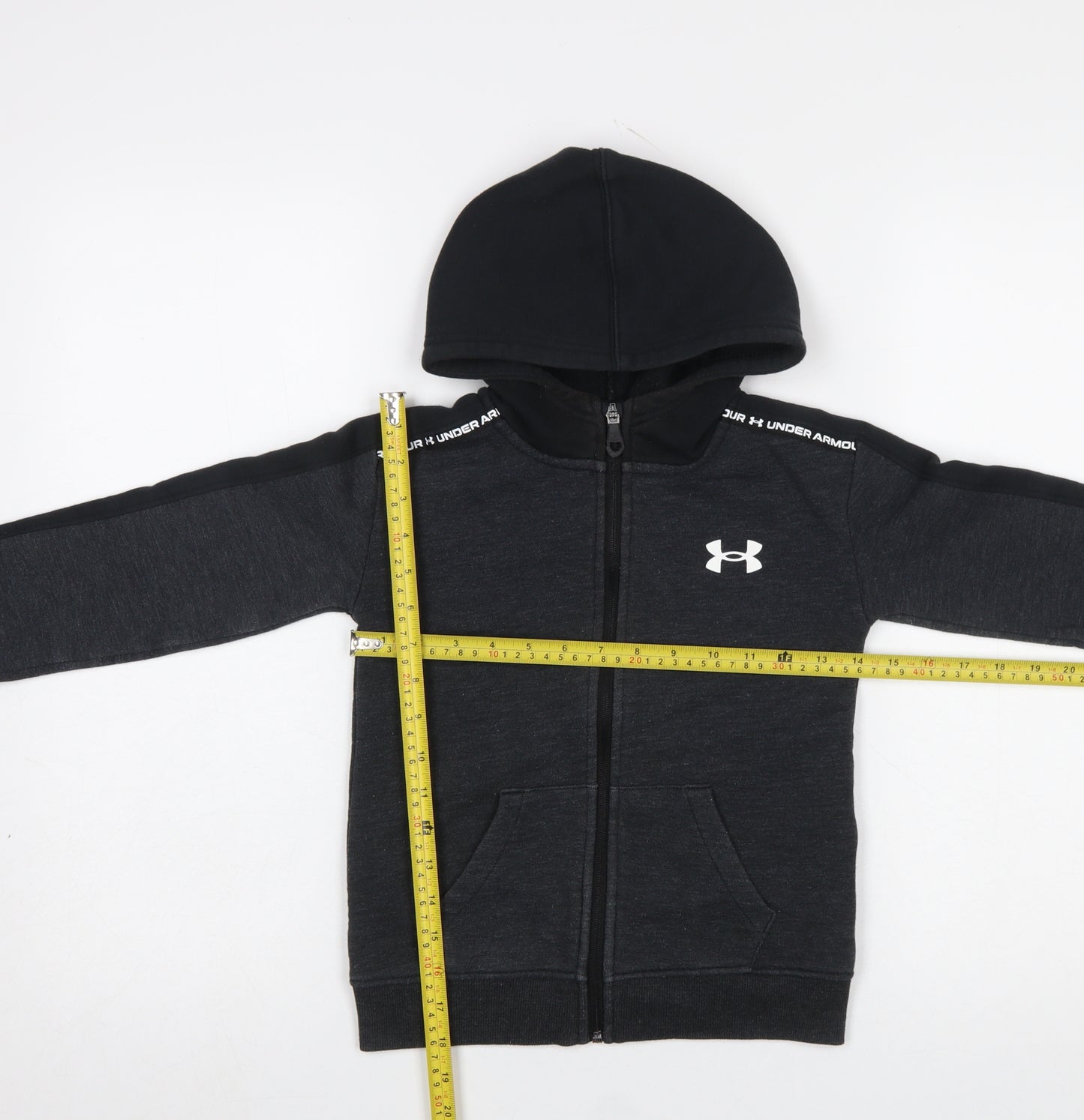 Under Armour Boys Black Full Zip Hoodie 5-6 Years Cotton Blend