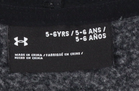 Under Armour Boys Black Full Zip Hoodie 5-6 Years Cotton Blend