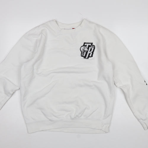 Mitchell & Ness Men's White L Pullover Sweatshirt Crew Neck Logo Sports Style