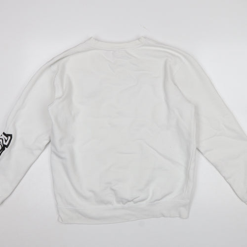 Mitchell & Ness Men's White L Pullover Sweatshirt Crew Neck Logo Sports Style