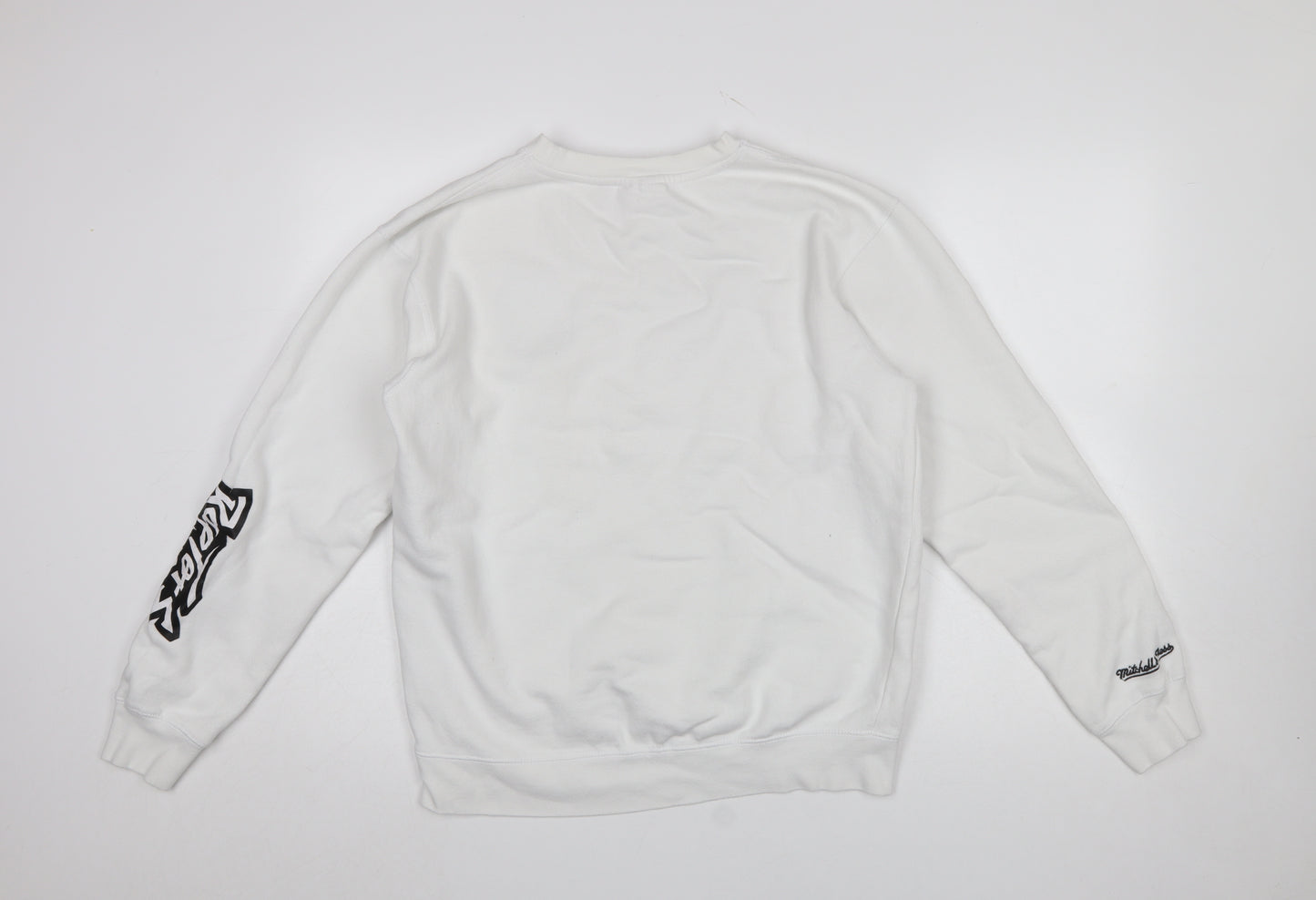 Mitchell & Ness Men's White L Pullover Sweatshirt Crew Neck Logo Sports Style