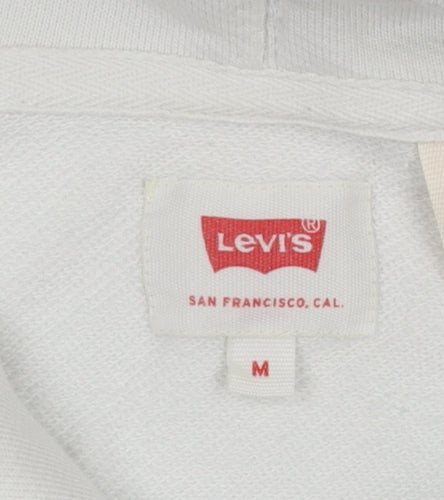 Levi's Women's White Hoodie Medium Cotton Rainbow Logo Pullover