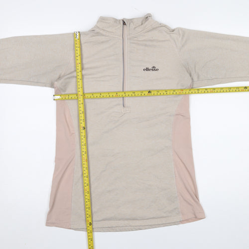 Ellesse Womens Beige Long Sleeve 1/4 Zip Activewear Top Size L