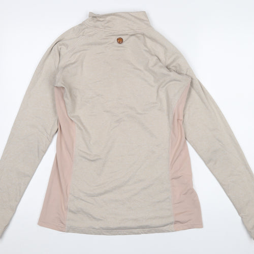 Ellesse Womens Beige Long Sleeve 1/4 Zip Activewear Top Size L