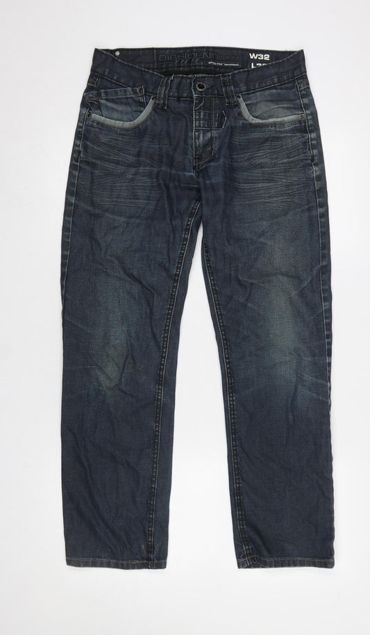 Dissident Men's Blue Straight Leg Denim Jeans W32 L32