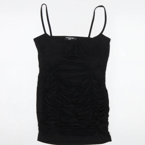 PrettyLittleThing Women Black Size 10 Bodycon Ruched Dress