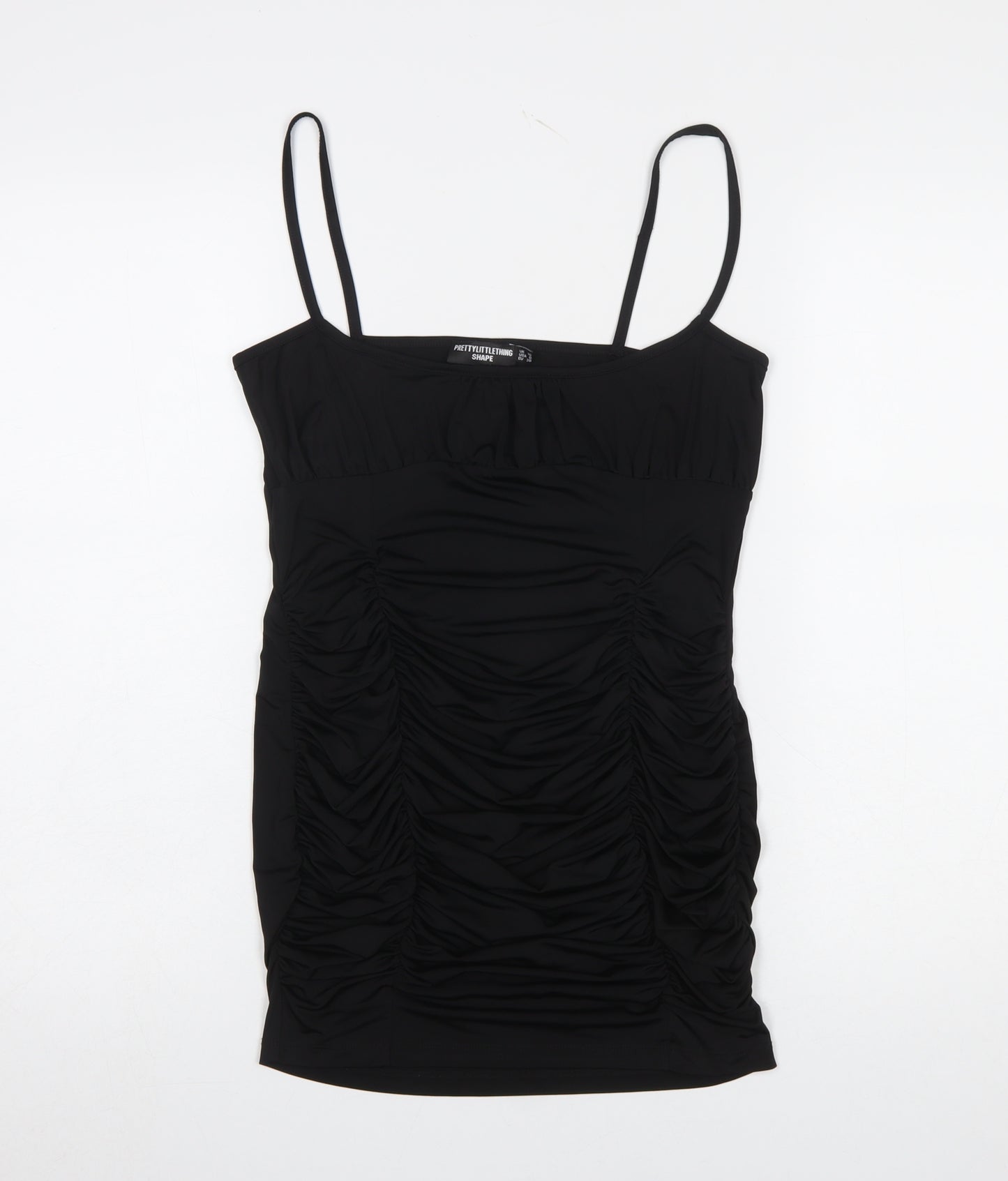 PrettyLittleThing Women Black Size 10 Bodycon Ruched Dress