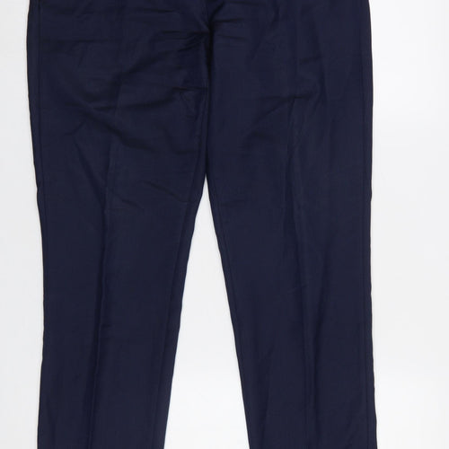 Remus Uomo Men's Blue 32R Slim Fit Wool Blend Dress Trousers