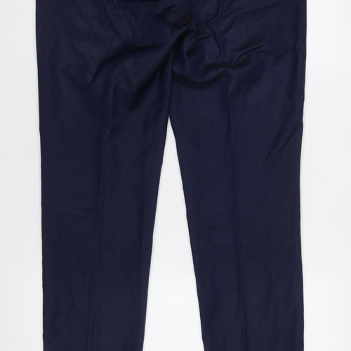 Remus Uomo Men's Blue 32R Slim Fit Wool Blend Dress Trousers
