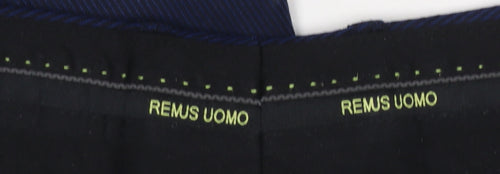 Remus Uomo Men's Blue 32R Slim Fit Wool Blend Dress Trousers