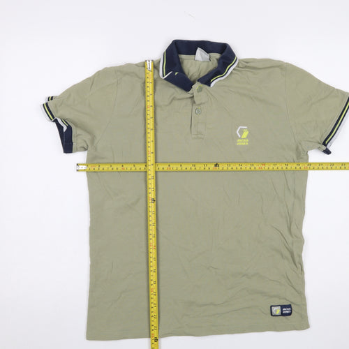 Jack & Jones Men's Green Cotton Polo Shirt Size L