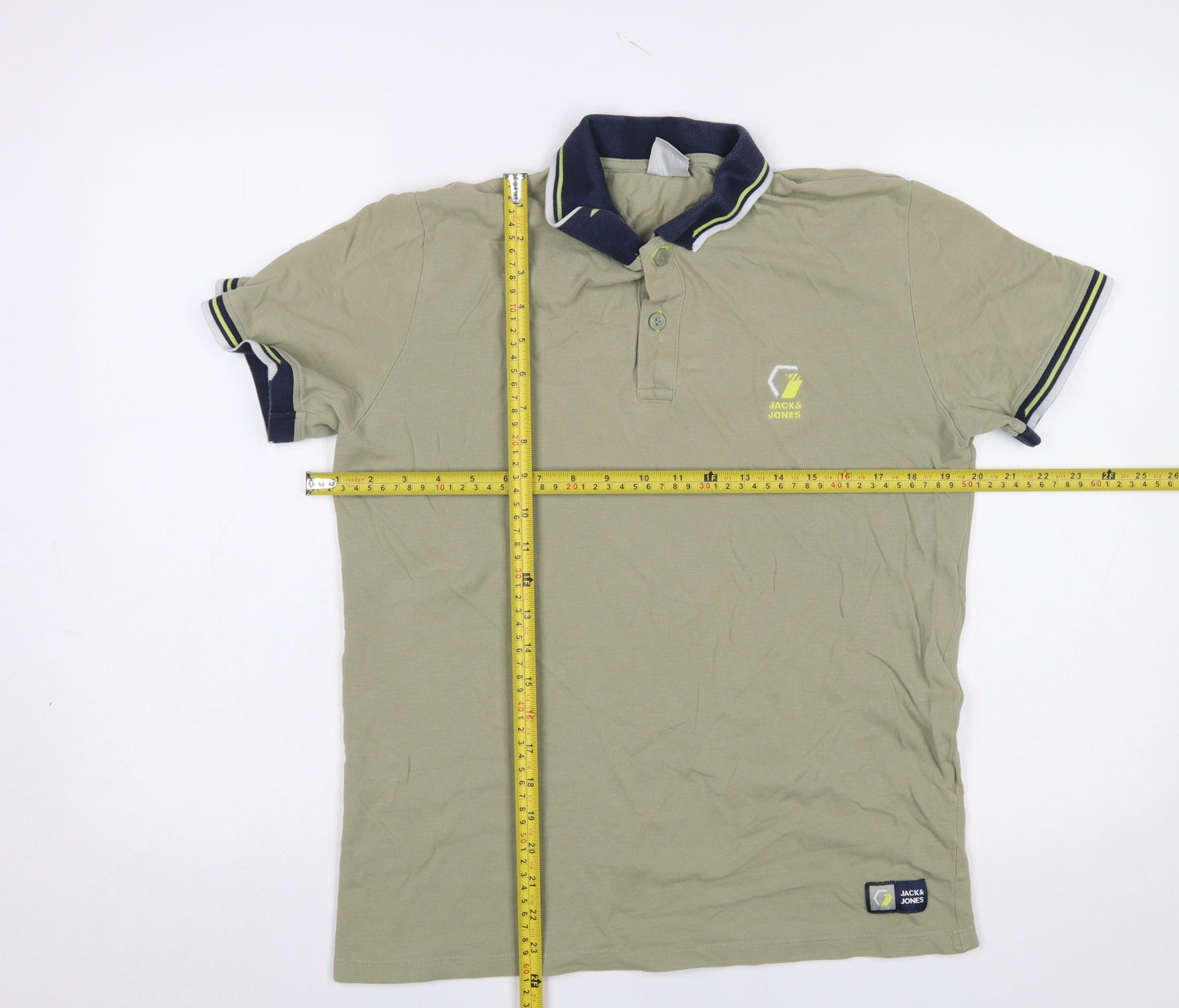 Jack & Jones Men's Green Cotton Polo Shirt Size L