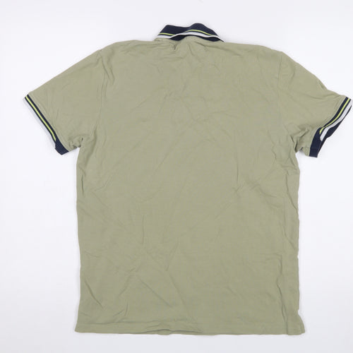 Jack & Jones Men's Green Cotton Polo Shirt Size L