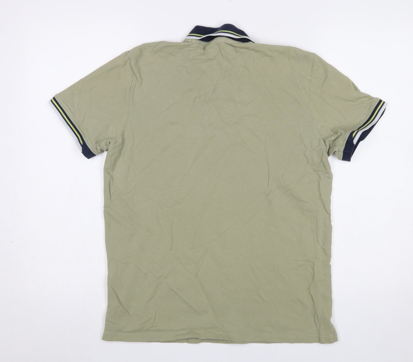 Jack & Jones Men's Green Cotton Polo Shirt Size L