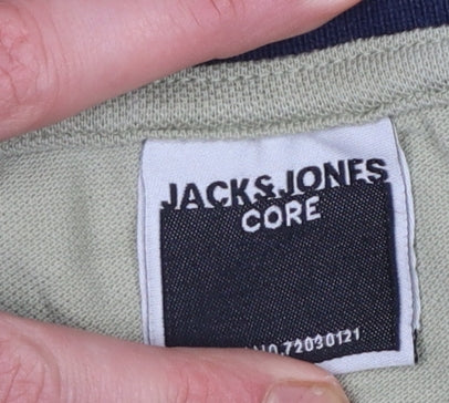 Jack & Jones Men's Green Cotton Polo Shirt Size L