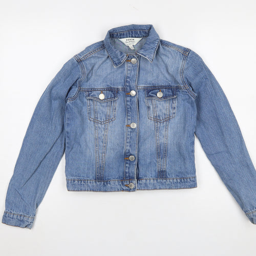 Miss Selfridge Women Blue Denim Basic Jacket UK 4 Long Sleeve Casual