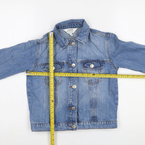 Miss Selfridge Women Blue Denim Basic Jacket UK 4 Long Sleeve Casual