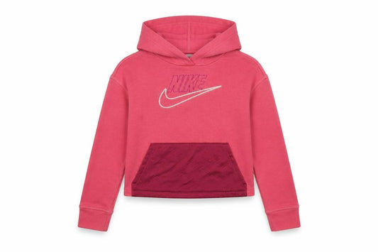 Nike Girls Pink Pullover Hoodie Size 146 Cotton Fleece Logo Graphic
