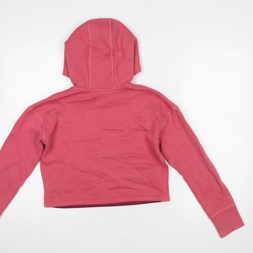 Nike Girls Pink Pullover Hoodie Size 146 Cotton Fleece Logo Graphic