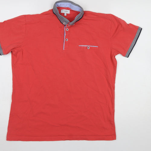 Ottomoda Men's Red Short Sleeve Cotton Polo Shirt Size L