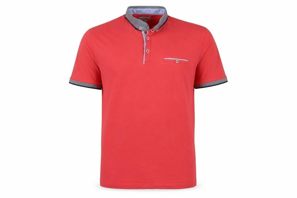 Ottomoda Men's Red Short Sleeve Cotton Polo Shirt Size L