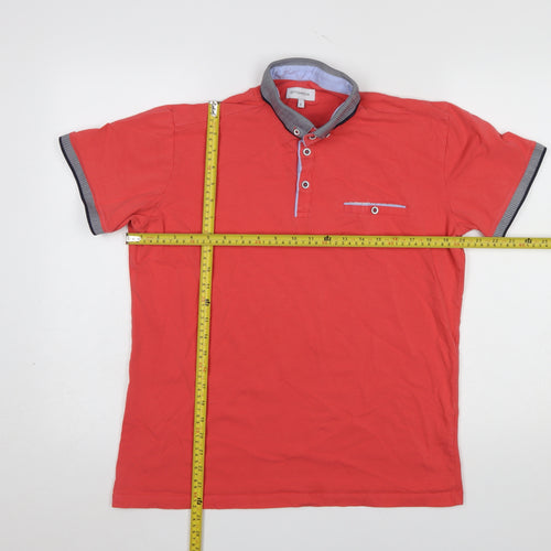 Ottomoda Men's Red Short Sleeve Cotton Polo Shirt Size L