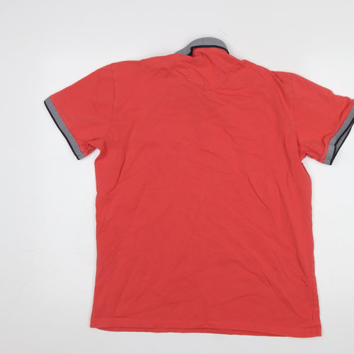 Ottomoda Men's Red Short Sleeve Cotton Polo Shirt Size L